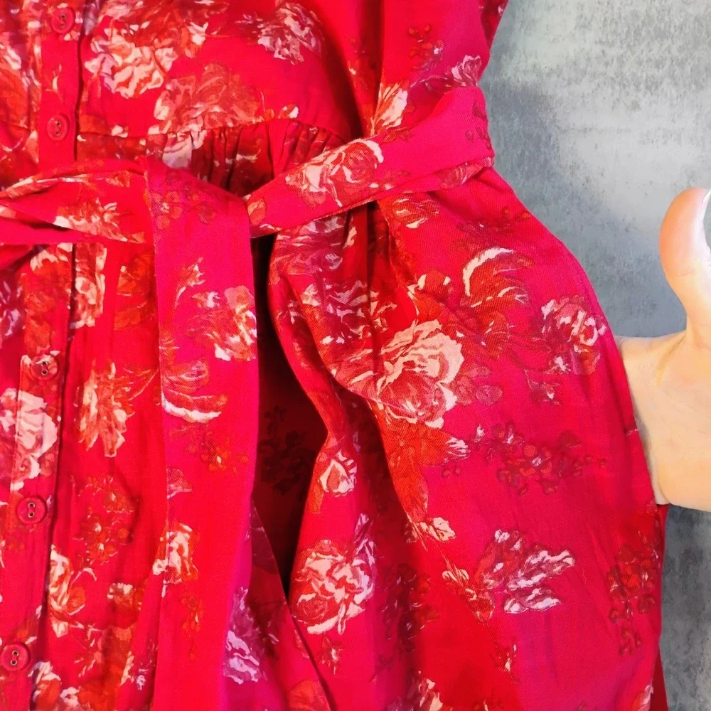 April Cornell Francesca Dress Red Womens Lg‎ Ruffle Romantic Floral Cottagecore - Picture 11 of 14